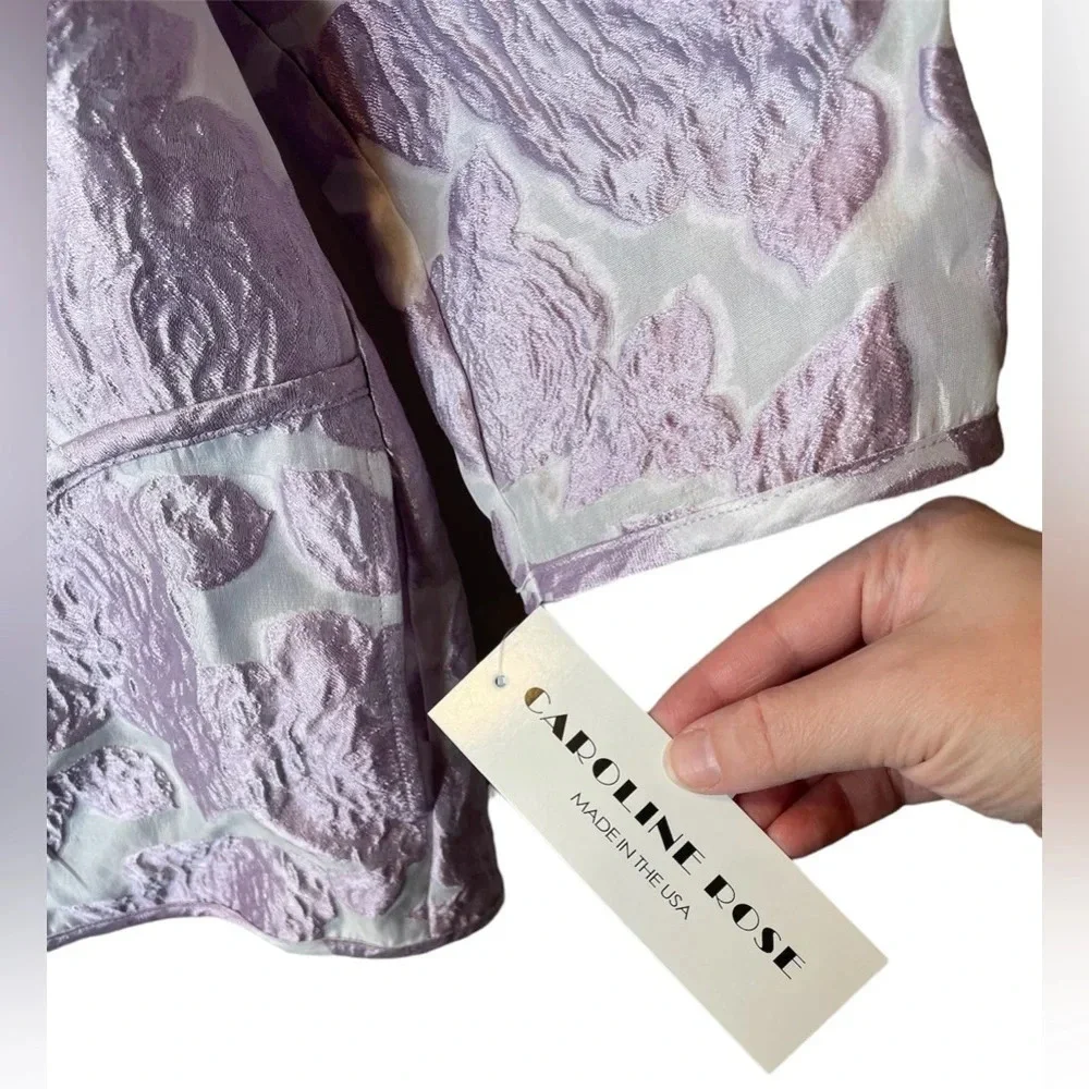 NWT Caroline Rose Lavender Floral Rose Devore Jacket Size Small - Picture 7 of 9